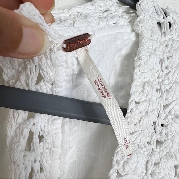 Free People Megan Crochet Top Open Back SZ S IVORY white Boho Cottage Coastal‎ - Picture 8 of 15